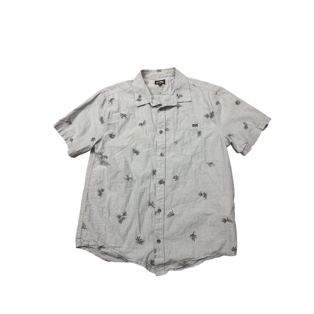 Billabong Mens Palm Tree Print‎ Short Sleeve Button Up Casual Shirt Size M